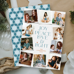 Joy Peace Love & Light Hanukkah 10 Instant Photo Holiday Card