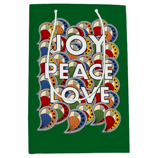 Joy Peace Love  Medium Gift Bag (Front)