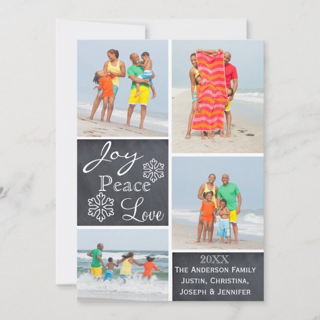 Joy, Peace, Love Photo Collage - Christmas Card (Front)