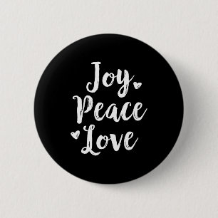 Joy Peace Love Red Brushed Script Womens Holiday  6 Cm Round Badge