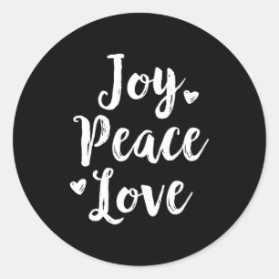 Joy Peace Love Red Brushed Script Womens Holiday Classic Round Sticker