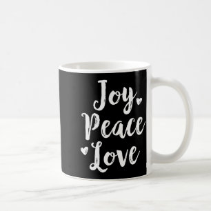 Joy Peace Love Red Brushed Script Womens Holiday Coffee Mug