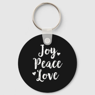 Joy Peace Love Red Brushed Script Womens Holiday  Key Ring