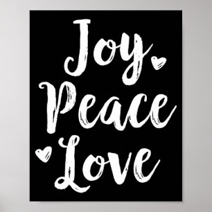 Joy Peace Love Red Brushed Script Womens Holiday  Poster
