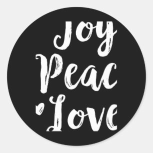 Joy Peace Love Red Brushed Script Womens Holiday T Classic Round Sticker