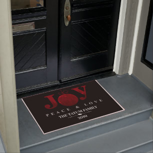 Joy, Peace & Love (Red) Doormat