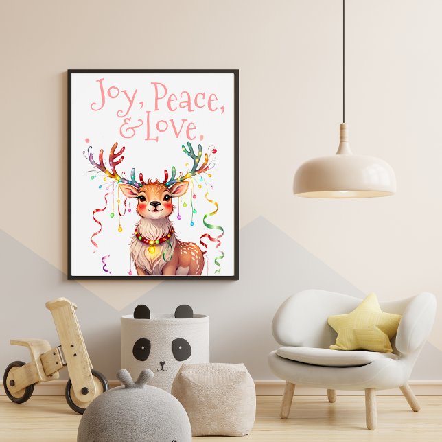 Joy Peace Love Reindeer Holiday Festive Lights Poster (Creator Uploaded)