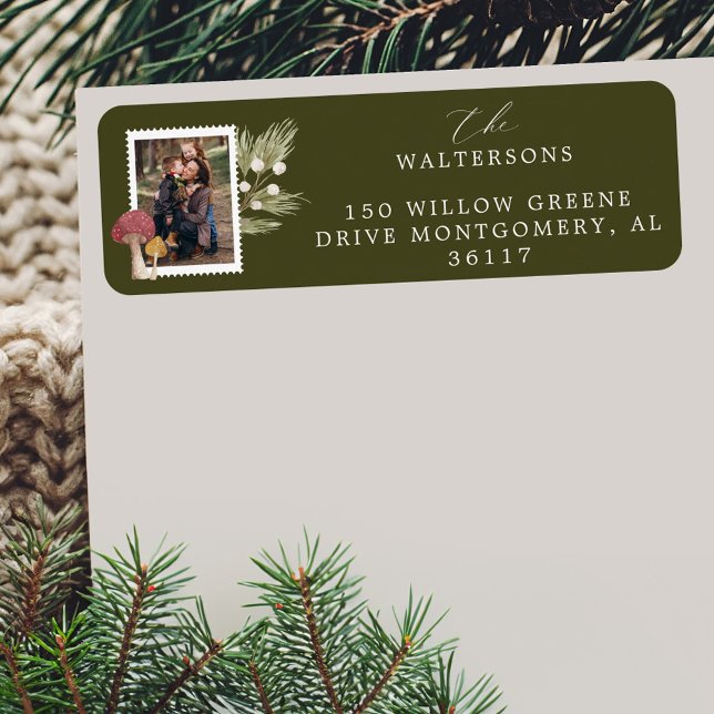 Joy Peace Love Watercolor Woodsy Mushrooms Photo (Joy Peace Love Watercolor Woodsy Mushrooms Photo Label)