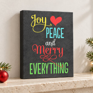 Joy Peace Merry Everything Chalkboard Christmas Canvas Print