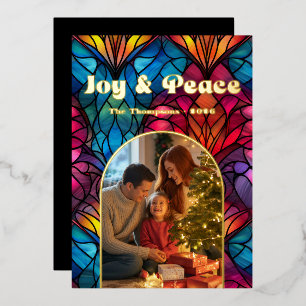 Joy & Peace Stained Glass Window Christmas Photo
