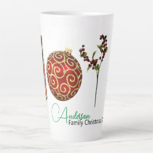 Joy personalised candy cane ornament holly latte m mug