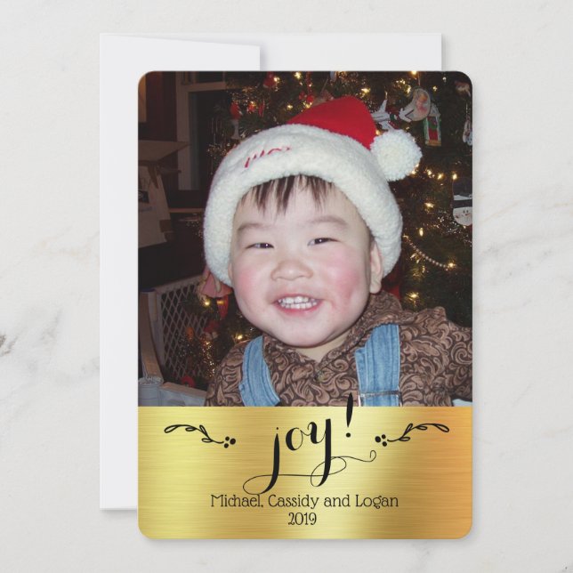 Joy! - Personalised Gold || Photo Christmas (Front)