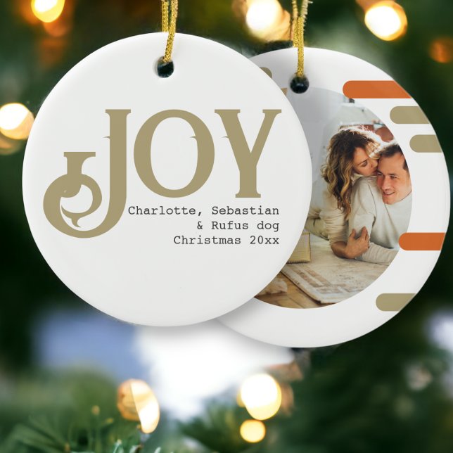 Joy Photo Christmas Personalised Ceramic Tree Decoration (Joy Photo Christmas Personalized Ceramic Ornament from Ricaso)