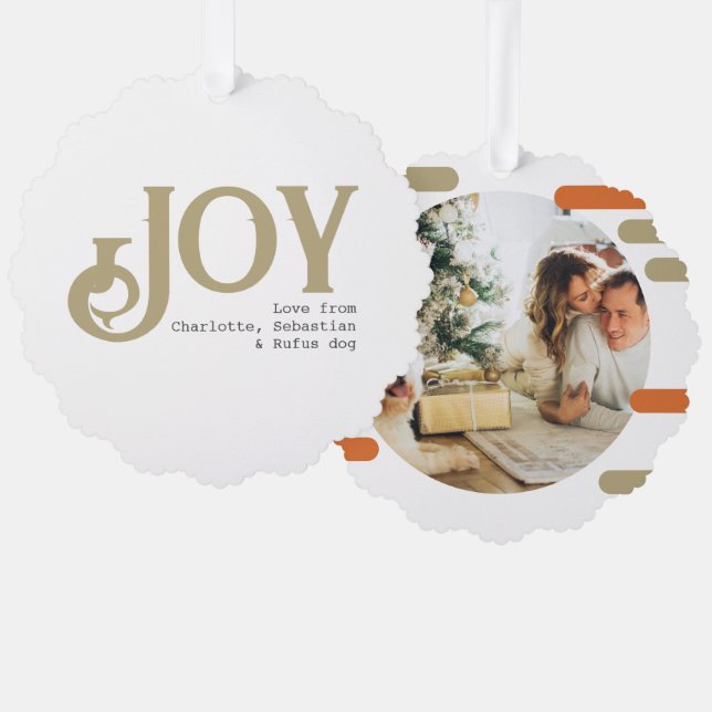 Joy Photo Christmas Personalised Tree Decoration Card (Front/Back)