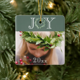 Joy Photo Personalised Holiday Christmas Ceramic Ornament