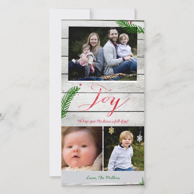 Joy Pine Branches Holiday Card (Front)