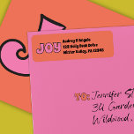 Joy Pink and Orange Return Address<br><div class="desc">These custom return address labels have a retro style with a fun pink and orange colour scheme and the festive message JOY spelled out in chunky vintage lettering.</div>