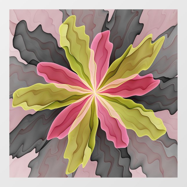 Joy, Pink Green Anthracite Fantasy Flower Fractal (Sheet)