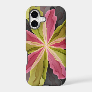 Joy, Pink Green Anthracite Fantasy Flower Fractal