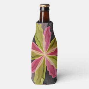 Joy, Pink Green Anthracite Fantasy Flower Fractal Bottle Cooler