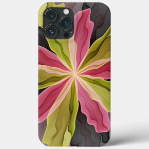 Joy, Pink Green Anthracite Fantasy Flower Fractal iPhone 13 Pro Max Case