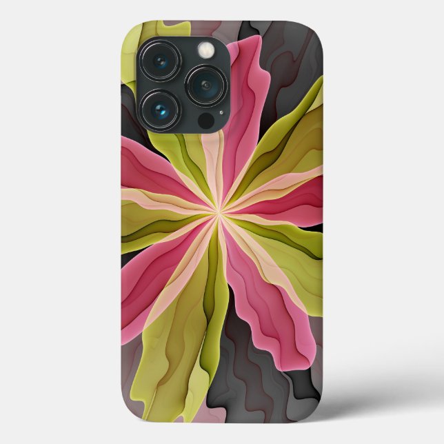 Joy, Pink Green Anthracite Fantasy Flower Fractal Case-Mate iPhone Case (Back)