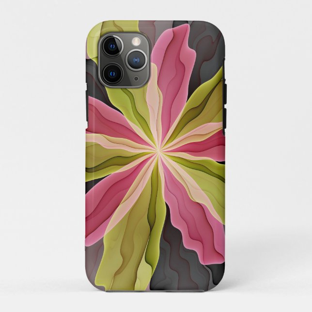 Joy, Pink Green Anthracite Fantasy Flower Fractal Case-Mate iPhone Case (Back)