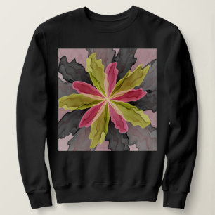 Joy, Pink Green Anthracite Fantasy Flower Fractal Sweatshirt
