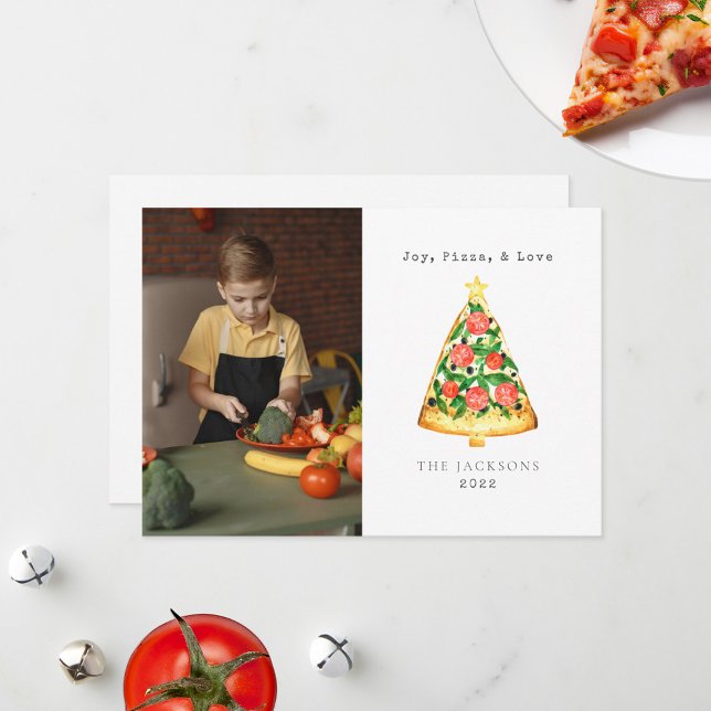 Joy Pizza Love Christmas Photo Family Holiday Card (Creator Uploaded)