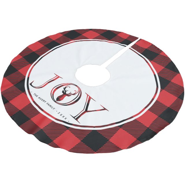Joy Plaid Personalised Christmas Brushed Polyester Tree Skirt (Angled)