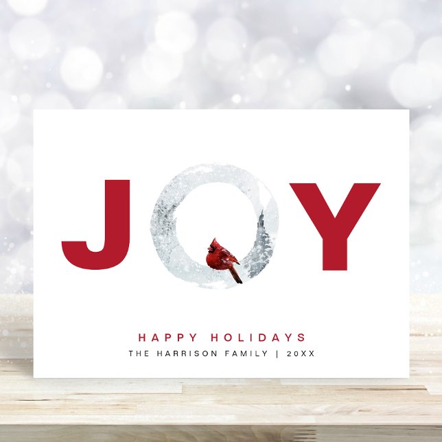 Joy Red Cardinal Watercolor Christmas Holiday Card (Creator Uploaded)