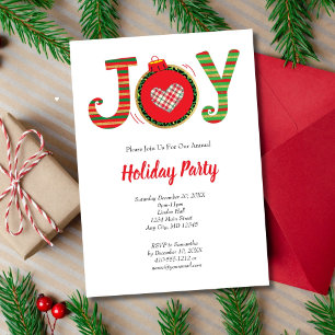 Joy Red Green Christmas Holiday Party Invitation