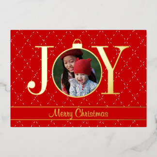 JOY Red Holdiay Photo Card with Real