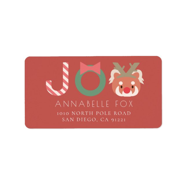 JOY Red Panda Red Holiday Return Address Label (Front)
