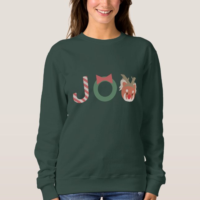 JOY Red Panda with Reindeer Headpiece Sweatshirt (Front)