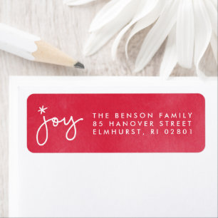 Joy Red Watercolor Return Address Label