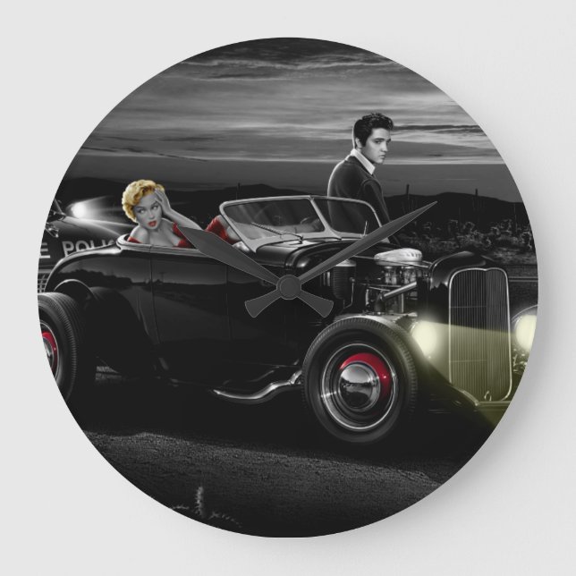 Joy Ride B&W Large Clock (Front)