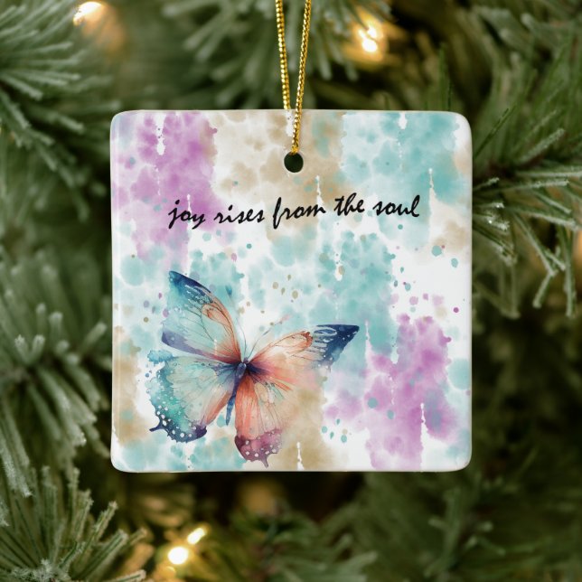 Joy Rises from the Soul Butterfly Abstract Ceramic Ornament (Tree)