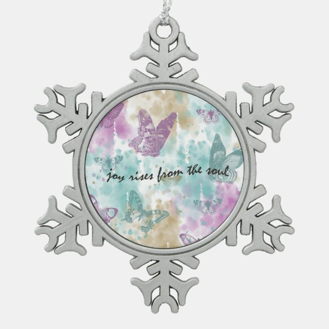 Joy Rises from the Soul Snowflake Pewter Christmas Ornament (Front)