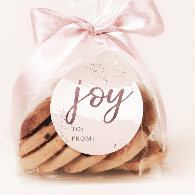 Joy | Rose Gold Christmas Name Classic Round Sticker (Creator Uploaded)