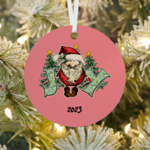 Joy Santa Christmas Metal Tree Decoration