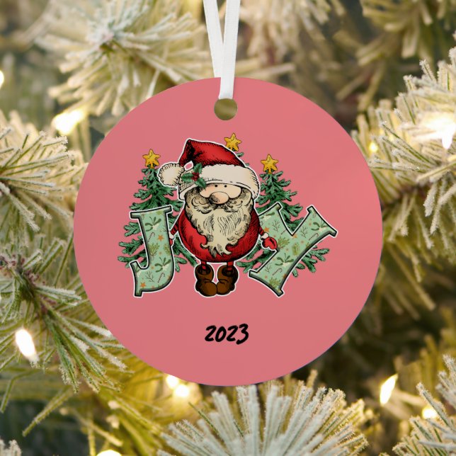 Joy Santa Christmas Metal Tree Decoration (Insitu)