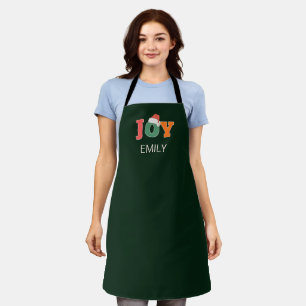 JOY! Santa Hat Script Typography Custom Apron
