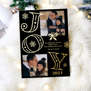 Joy script 2 photos snowflakes black Christmas