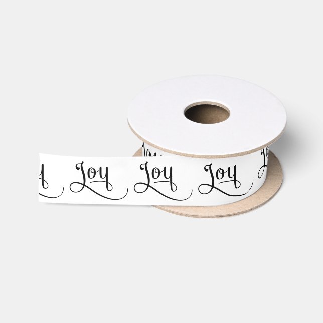 Joy Script Black Satin Ribbon (Spool)