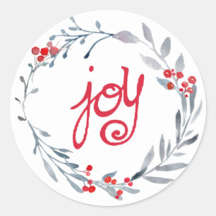 Joy script blue wreath Sticker