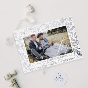 Joy Script Decorative Floral & Foliage Photo Frame