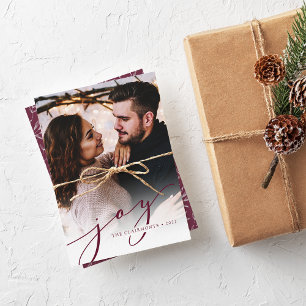 Joy Script Elegant Vertical Christmas Holiday Card