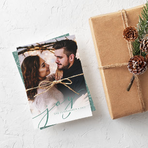 Joy Script   Elegant Vertical Christmas Holiday Card