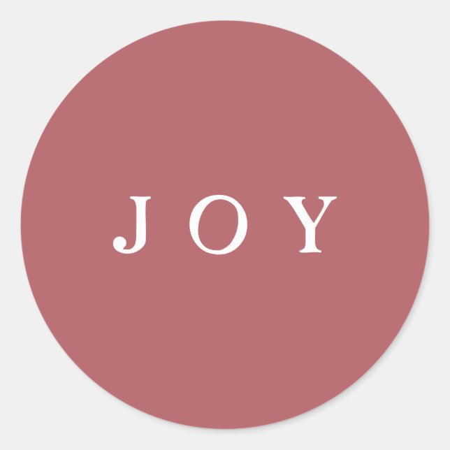 JOY Script Envelope or Gift Wrap Pink Classic Round Sticker (Front)